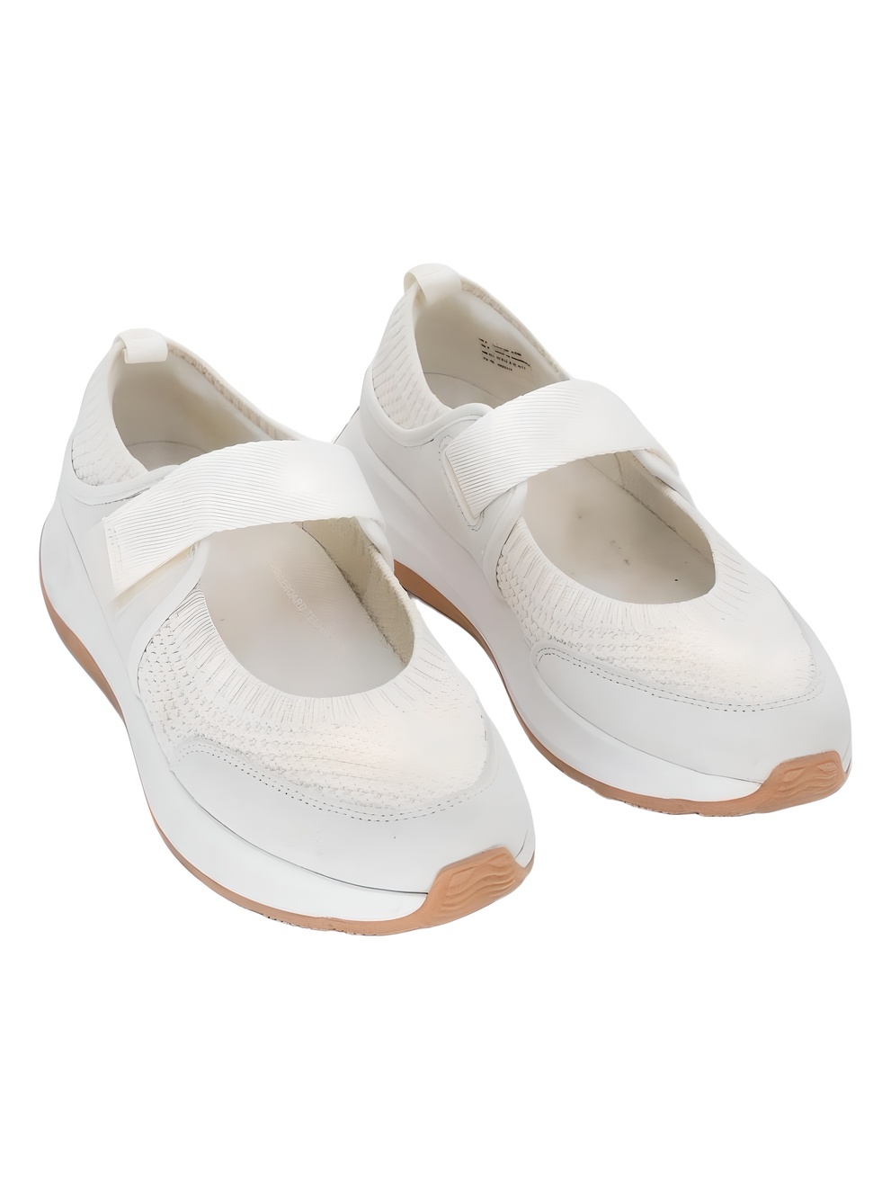FitFlop F-Mode Flow Knit Suede Mary Jane Sneakers Cream Size 8M
